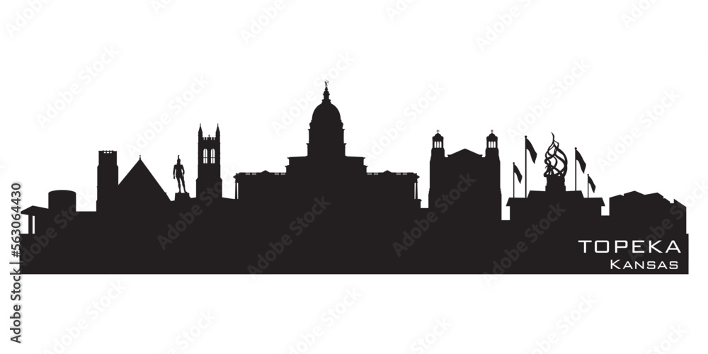 Topeka Kansas city skyline vector silhouette