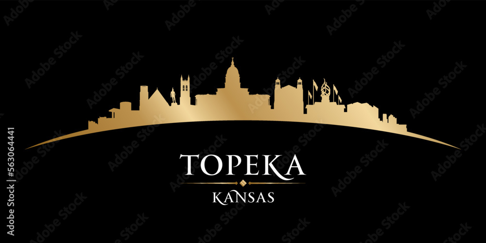 Topeka Kansas city silhouette black background