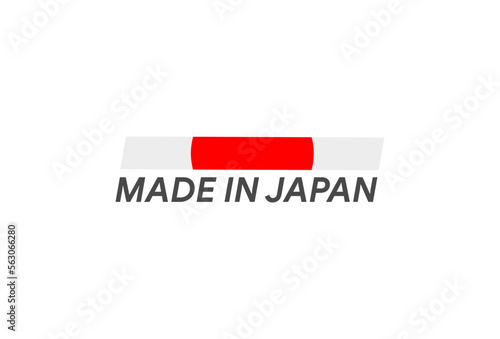 Made in Japan label. National Japanese flag industry export manufactured. Vector illustration.