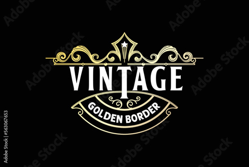 Vintage Border Frame Vintage Royal Crown Badge Emblem Stamp Label Logo Design Vector