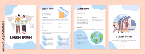 Couple trip flat vector brochure template. Vacation plan booklet, leaflet printable flat color designs. Editable magazine page, reports kit with text space. Nerko One, Quicksand, Comfortaa fonts used