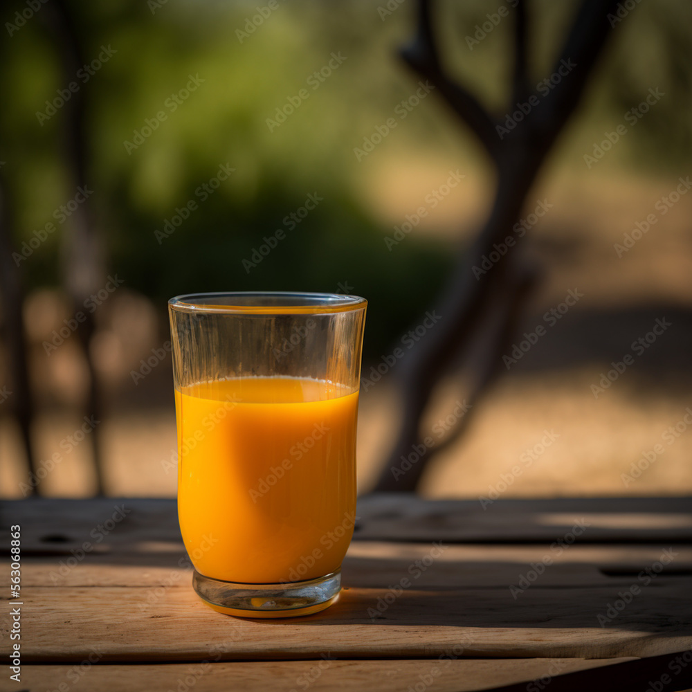 glass of orange juice on wood table background glass of orange juice on wood table background
