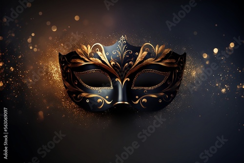 Carnival mask on black background, Generative AI © Nld