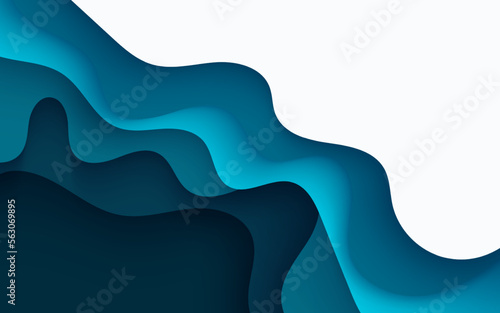 Multi layers green white color texture 3D papercut layers in gradient vector banner. Abstract paper cut art background design for website template. Topography map concept or smooth origami paper cut