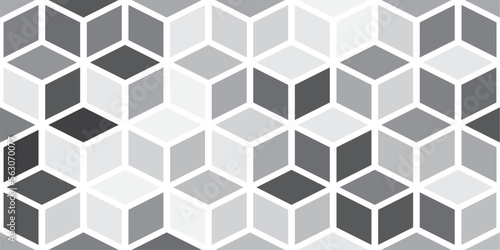 cube vector pattern grayscale 3d effect, black and white rhombus texture