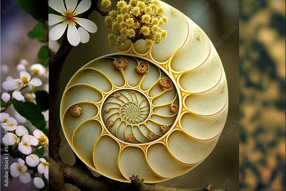 Obraz premium Fibonacci Sequence and Gold Proportion made with generative AI