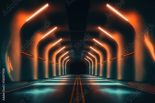 Underground concrete tunnel, science fiction style, alien planet tunnels. ,made with Generative AI