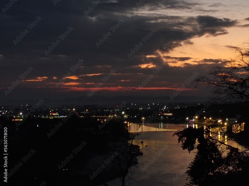 sunset over the river