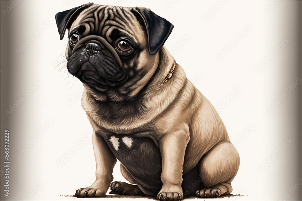 A playful and lively pug dog bringing joy and energy to any room with its adorable and dynamic personality.