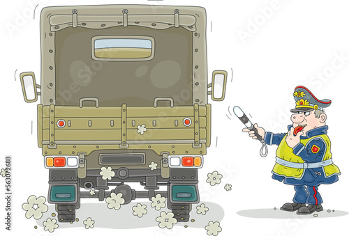 Funny traffic policeman wit...