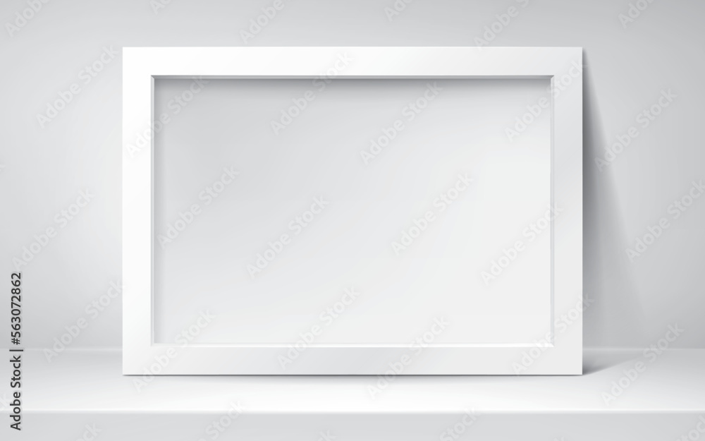 Realistic empty frame on light background. Table surface. Border for your creative project, mockup for you business project. Vector design Realistic empty frame on light background. Table surface. Border for your creative project, mockup for you business project. Vector design