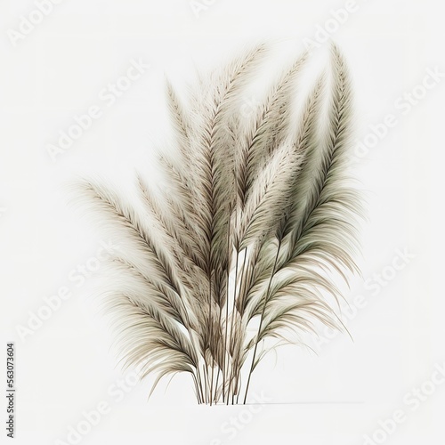 Pampas grass with on white background ,made with Generative AI