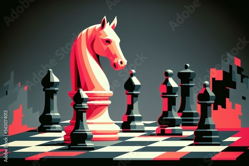 white knight chess piece, art, 2d, generative ai