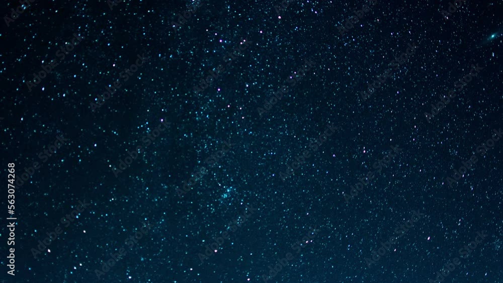 time lapse dark starry night sky with falling stars, HD 1080p