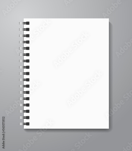 Blank Paper Spiral Notebook Binder Page Vector Template Mock Up Illustration