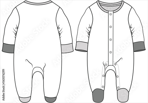 LONG SLEEVES CONTRAST CUFFS AND CONTRAST FOOTSIE NIGHTWEAR AND SLEEPWEAR FOR BABY GIRLS AND TODDLER GIRLS IN EDITABLE FILE
