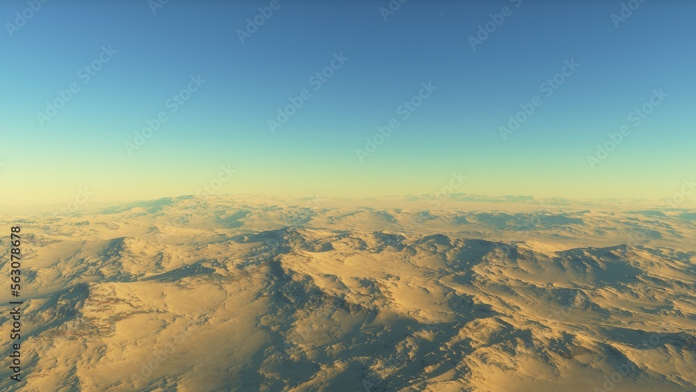 alien planet landscape, science fiction illustration, view from a beautiful planet, beautiful space background 3d render
