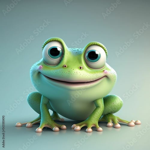 Cute little green baby frog  made with Generative AI