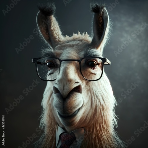 Llama with a business suit and glasses ,made with Generative AI © DNY3D