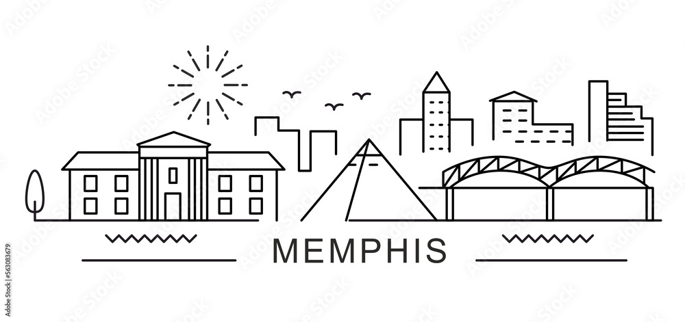 Obraz premium Memphis City Line View. Poster print minimal design.
