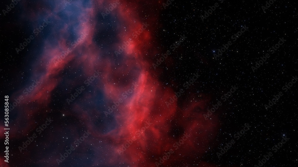 Fototapeta premium Cosmic background with a blue purple nebula and stars 