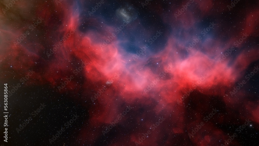 Naklejka premium Cosmic background with a blue purple nebula and stars