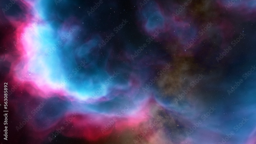 Obraz premium Cosmic background with a blue purple nebula and stars 