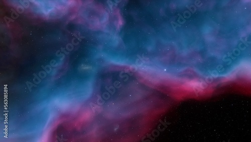 Cosmic background with a blue purple nebula and stars 