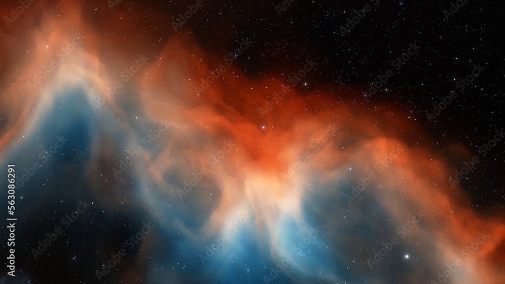 Fototapeta premium bright nebula, nebula in space, majestic red-purple nebula, beautiful space background 3D render 