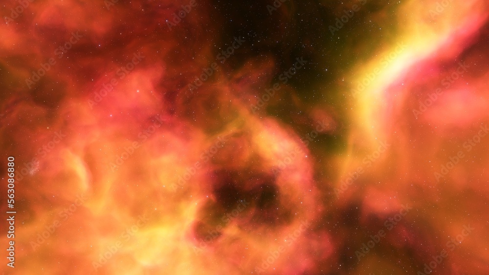 Deep space nebula with stars. Bright and vibrant Multicolor Starfield Infinite space outer space background with nebulas and stars. Star clusters, nebula outer space background 3d render
