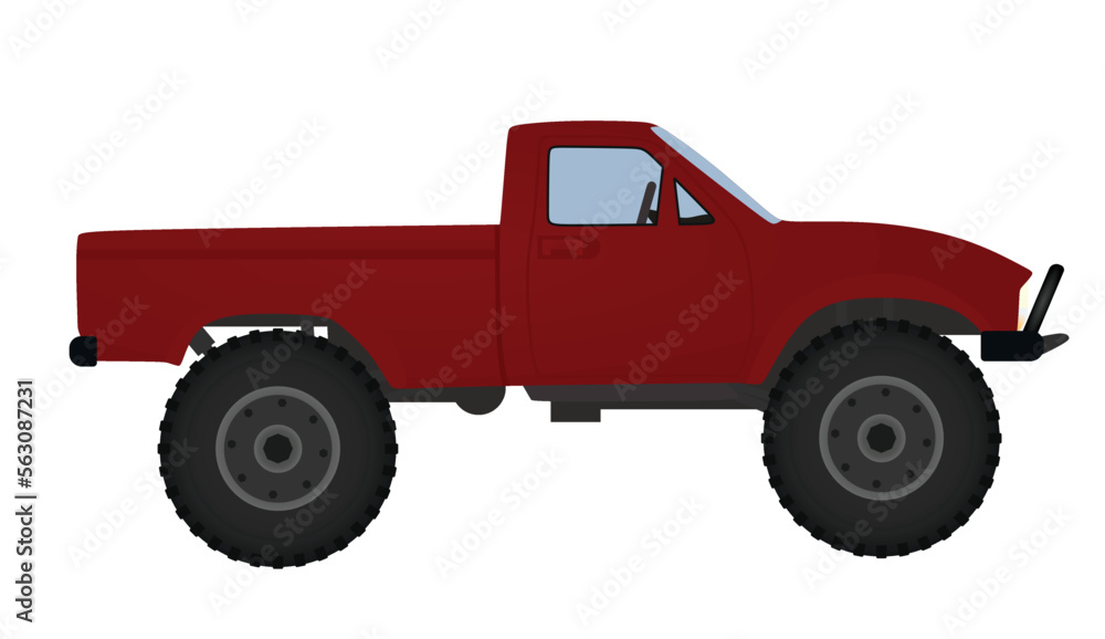 Red  big wheels truck. vector