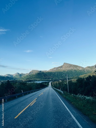 Empty highway road in mountains  summertime