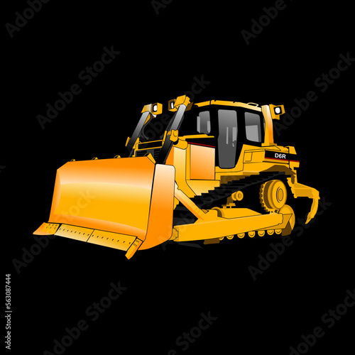 Detailed illustration of heavy mining machine and construction equipment. Vector illustration.