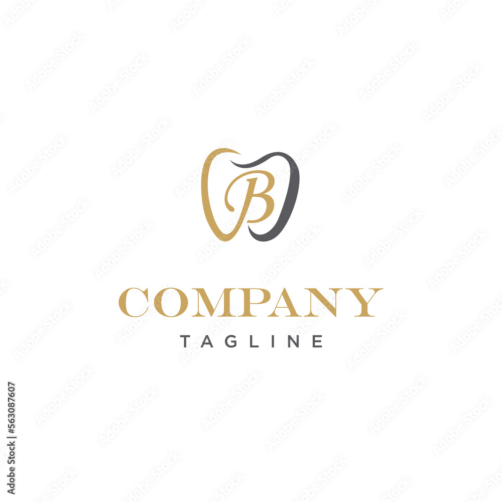 Obraz premium B Letter Dental Elegant Vector logo icon vector Template 
