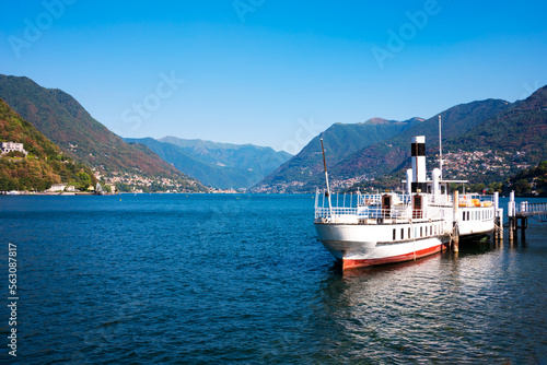 Beautiful landscape of lake Como with a boat