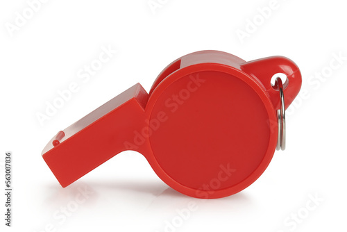 red plastic whistle isolated