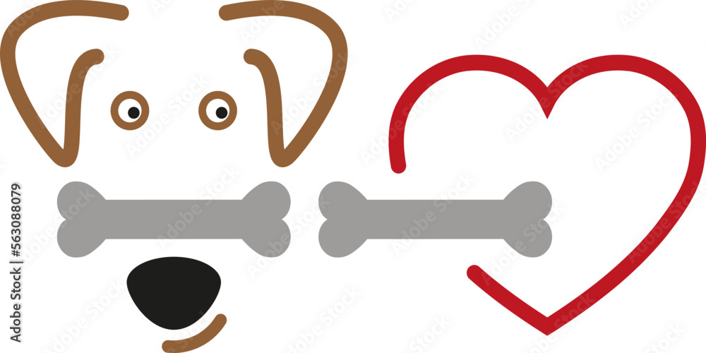 Hund mit Lächeln, Knochen für Hunde, Hunde und Hundepflege Logo, Hintergrund Hund mit Lächeln, Knochen für Hunde, Hunde und Hundepflege Logo, Hintergrund