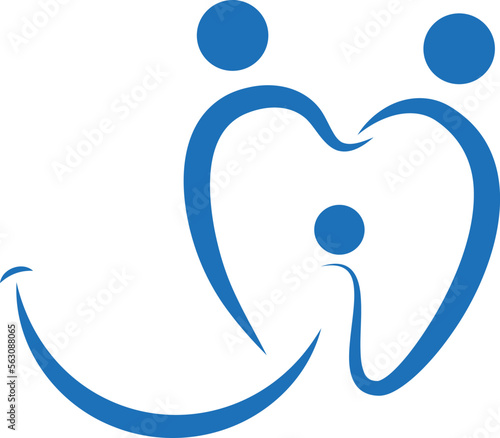Drei Personen als Zahn, Lächeln, gepflegte Zähne, Zahnpflege und Zahnmedizin Logo