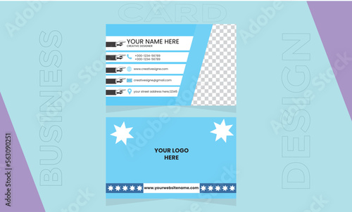 Creative and clean corporate business card template with white and Blue