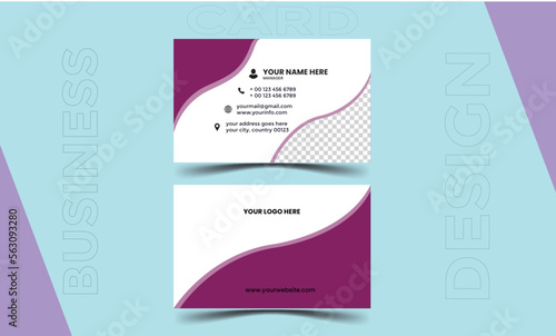 Creative and clean corporate business card template with violet and Red-violet