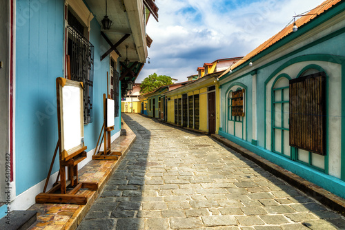 Street view in historic Las Penas neighborhood in Guayaquil, Ecuador
