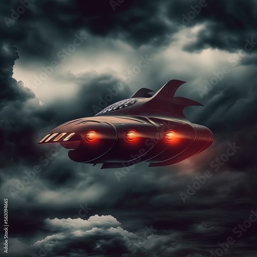 Alien fighter aircraft. Spaceship.