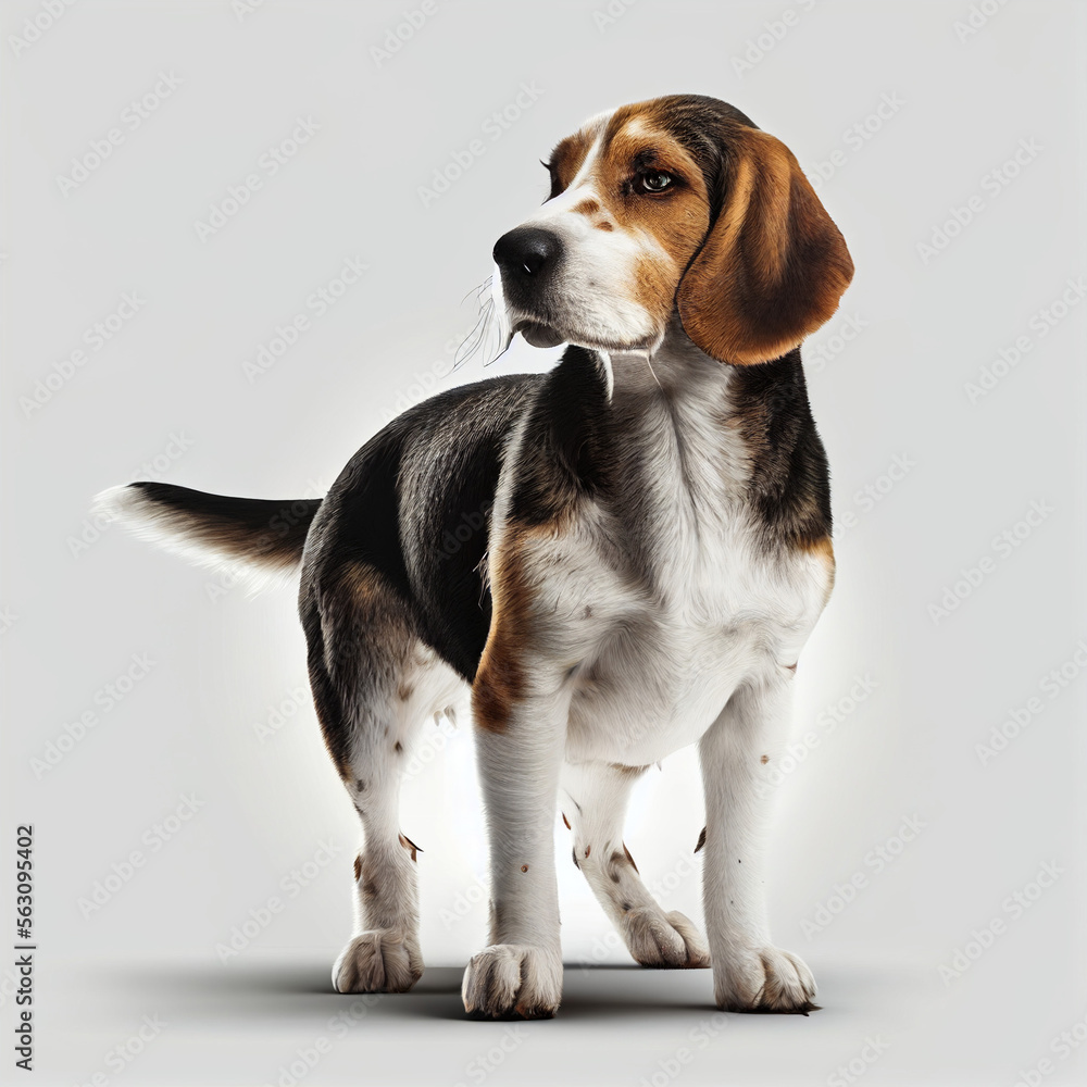 Beagle Shepherd full body image with white background ultra realistic




