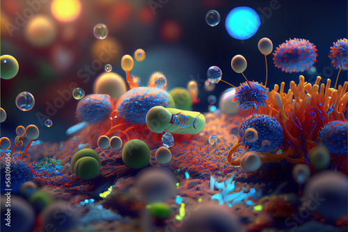 Science, cells, bacterium, viruses, and colors  © Al