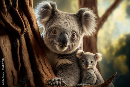 wildlife, adorable koala with cub