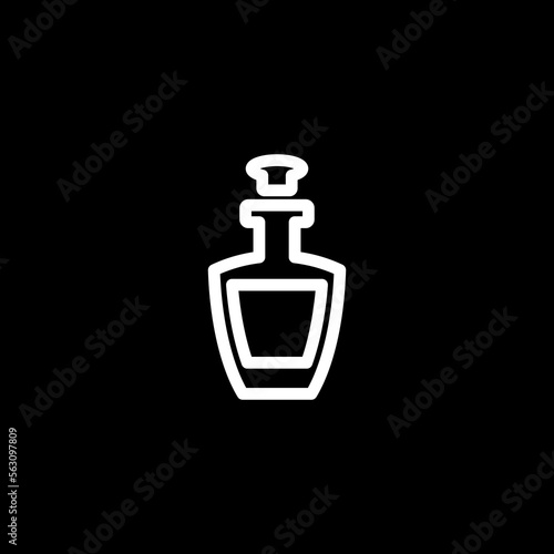 Brandy bottle icon isolated on black background.