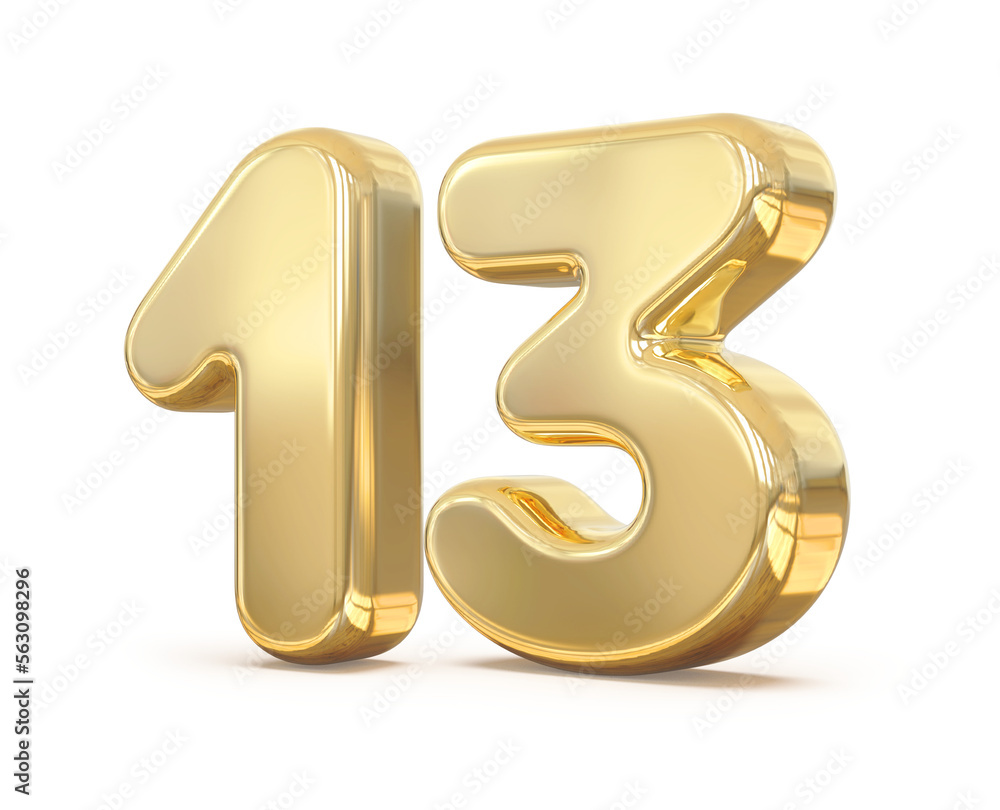 3D Golden Number 13 With Generative AI Stock Illustration | Adobe Stock