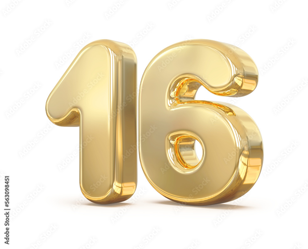 3D Golden Number 16 With Generative AI 3D Golden Number 16 With Generative AI