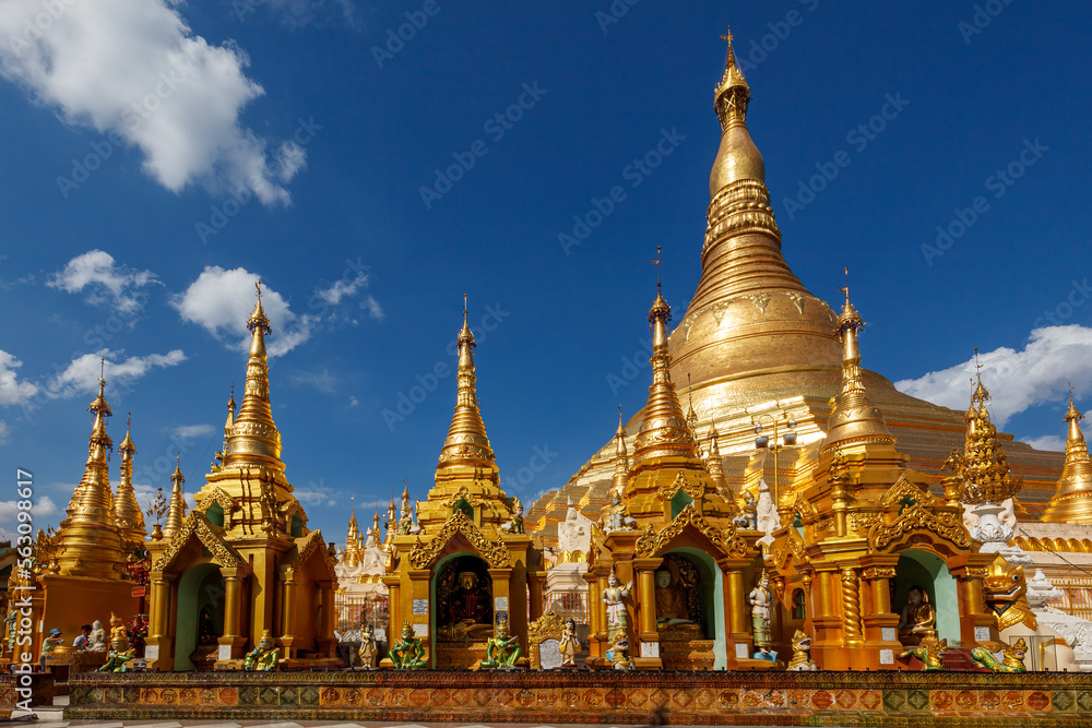 The Shwedagon pagoda in Rangoon Myanmar