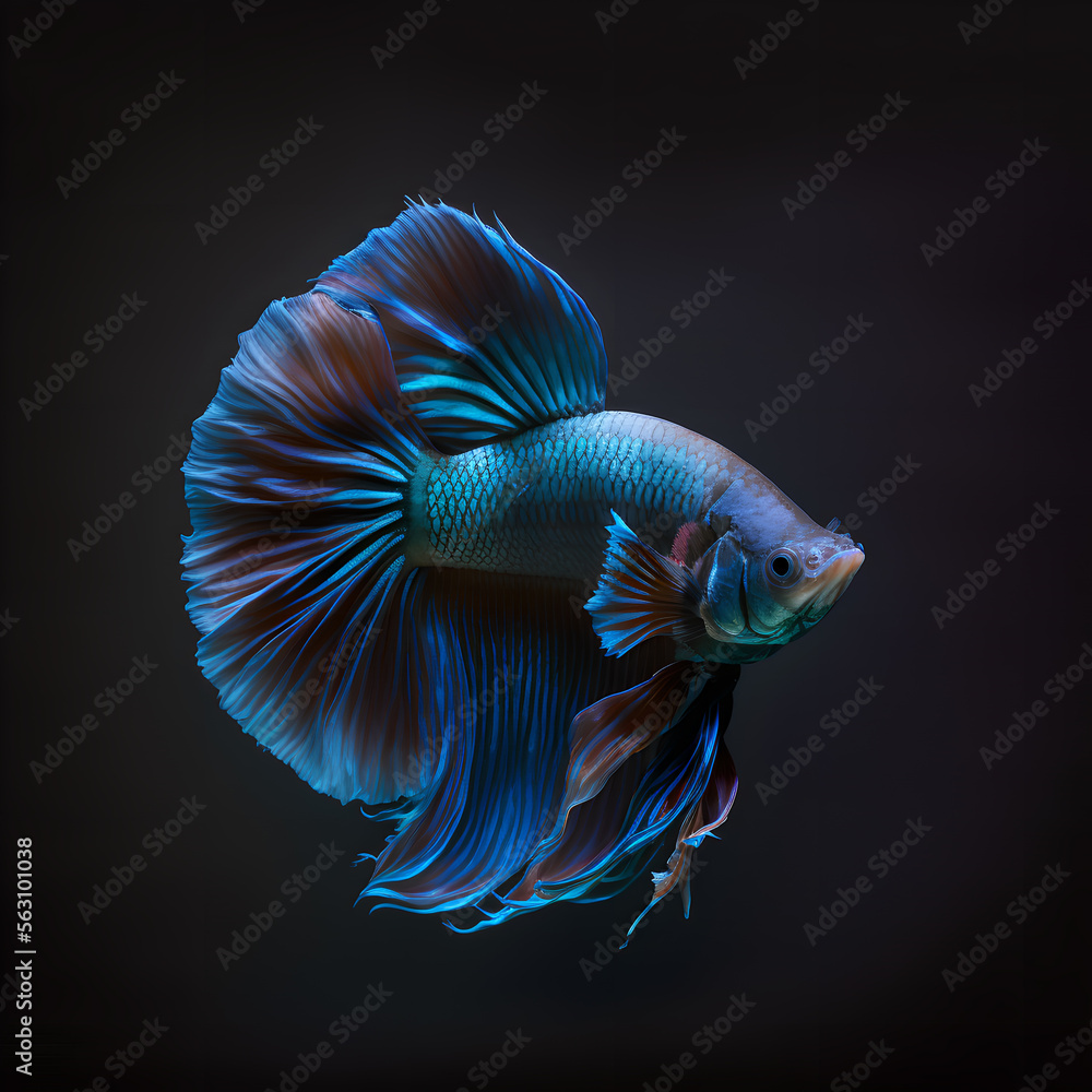 Fototapeta premium Colorful of Siamese Fighting Fish, Betta Fish, Labyrinth Fish look Beautiful and Gorgeous Isolated on Black Background